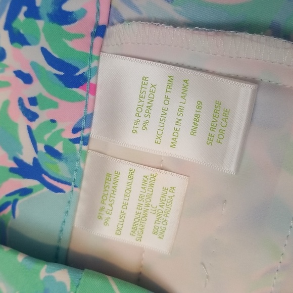 Lilly Pulitzer Luxletic Blue Tropical Palm Activewear Shorts - Picture 6 of 8